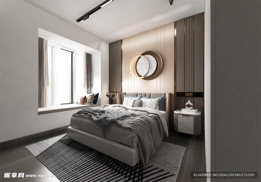 柜子硬装设计装修饰卧室软装现代