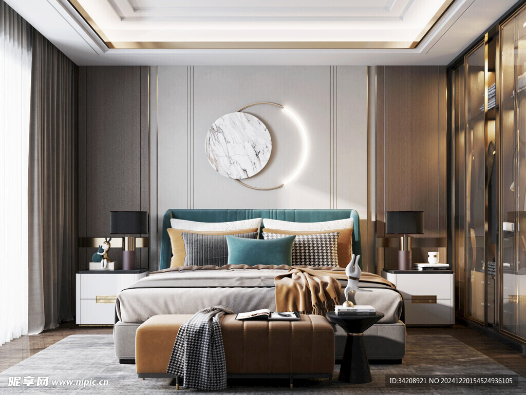 柜子硬装设计装修饰卧室软装现代