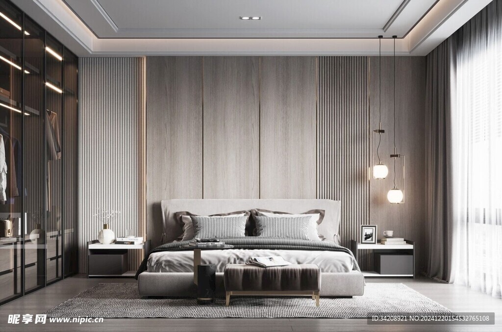 柜子硬装设计装修饰卧室软装现代