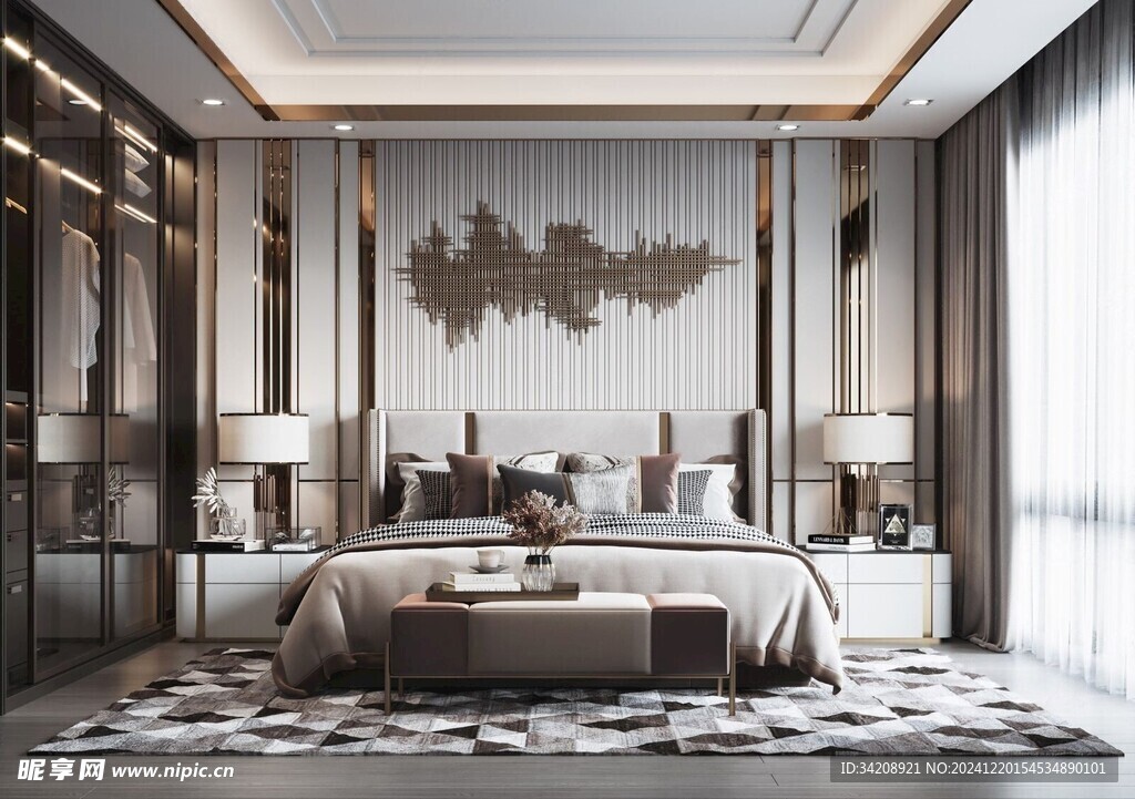 柜子硬装设计装修饰卧室软装现代