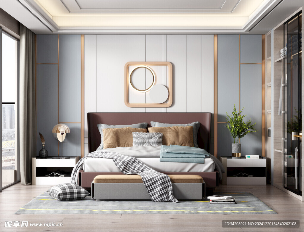 柜子硬装设计装修饰卧室软装现代