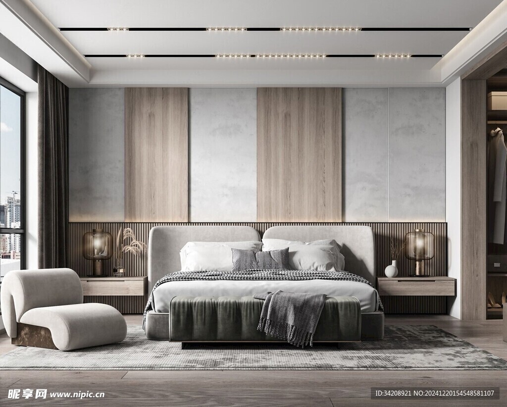 柜子硬装设计装修饰卧室软装现代