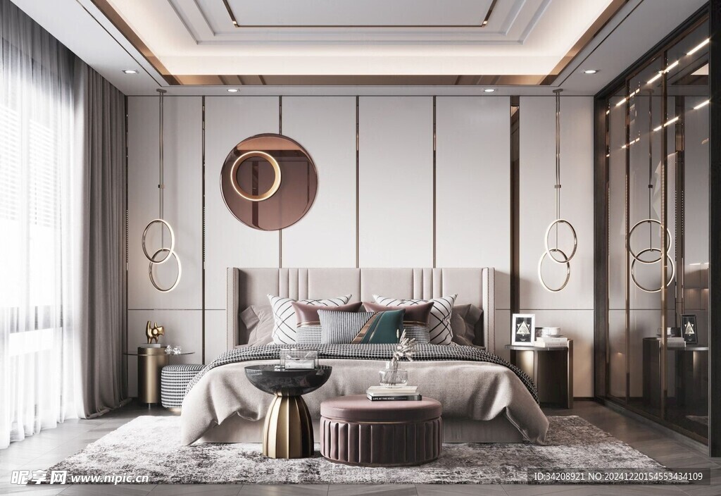 柜子硬装设计装修饰卧室软装现代