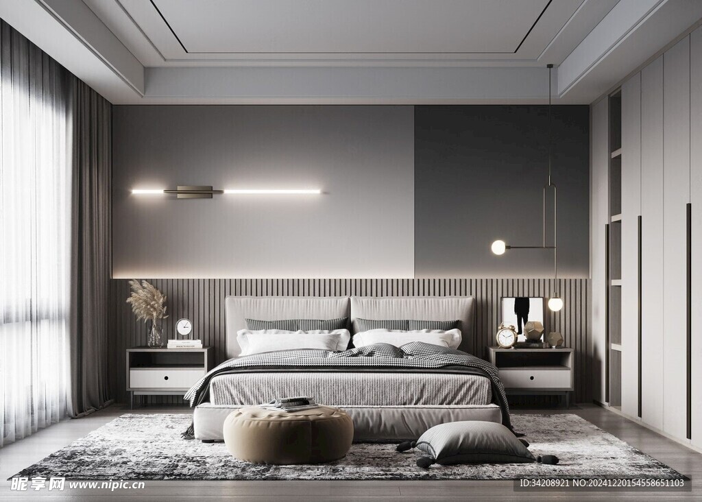 柜子硬装设计装修饰卧室软装现代