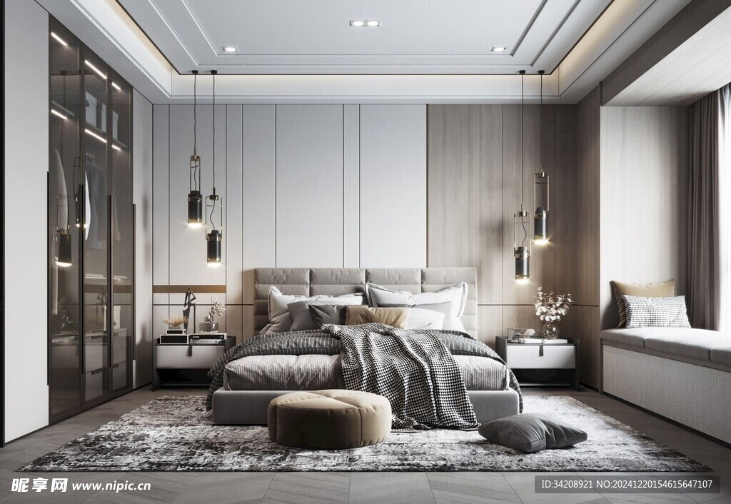 柜子硬装设计装修饰卧室软装现代