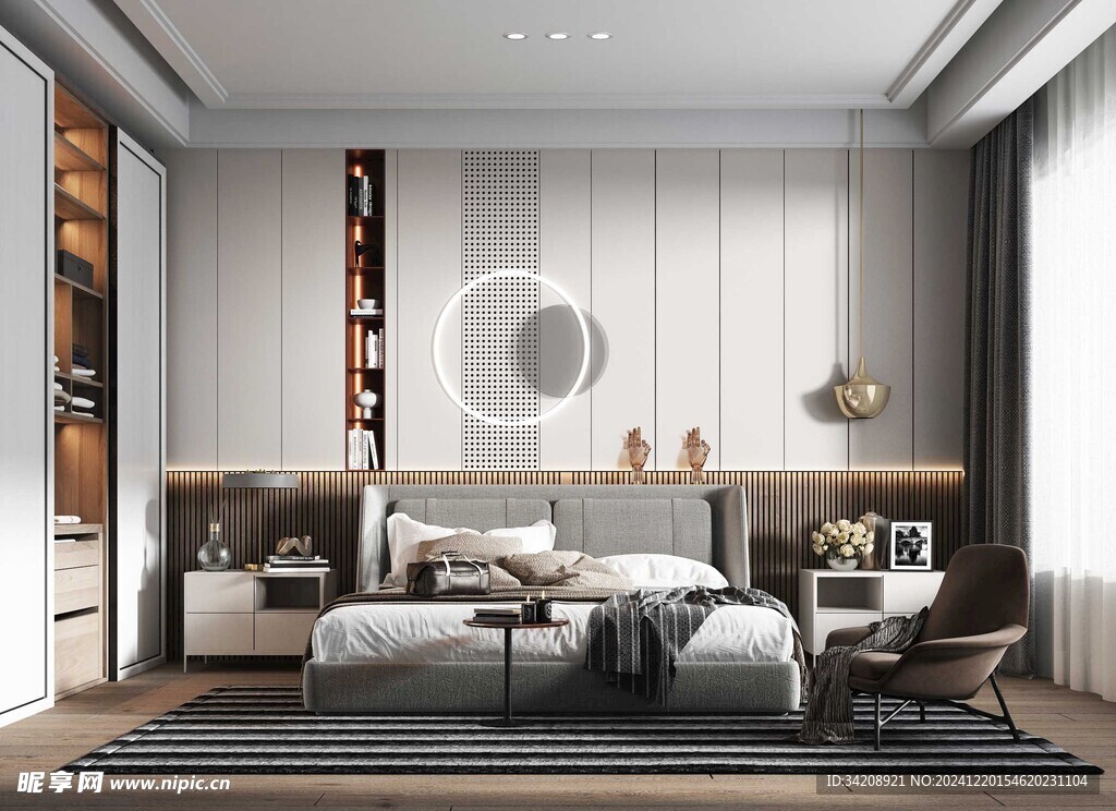 柜子硬装设计装修饰卧室软装现代