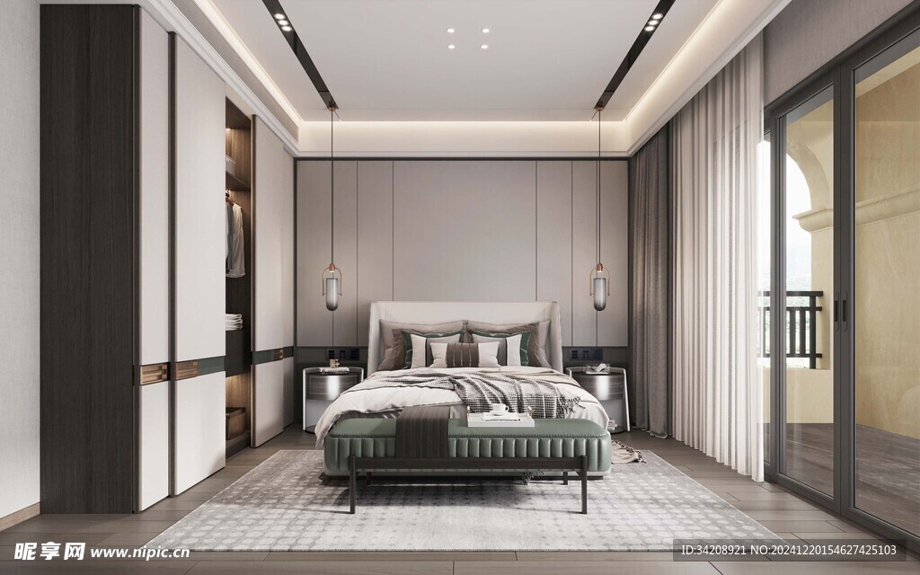 柜子硬装设计装修饰卧室软装现代