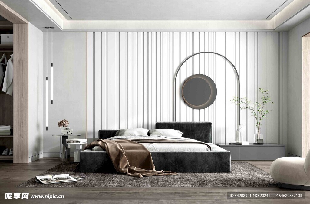 柜子硬装设计装修饰卧室软装现代