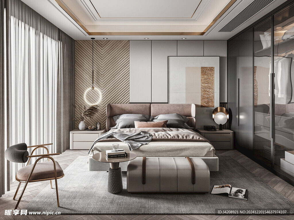 柜子硬装设计装修饰卧室软装现代