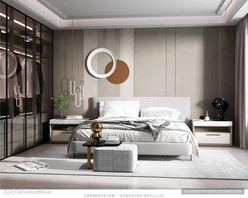 柜子硬装设计装修饰卧室软装现代