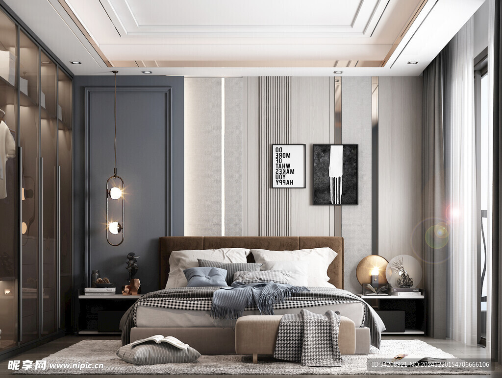 柜子硬装设计装修饰卧室软装现代