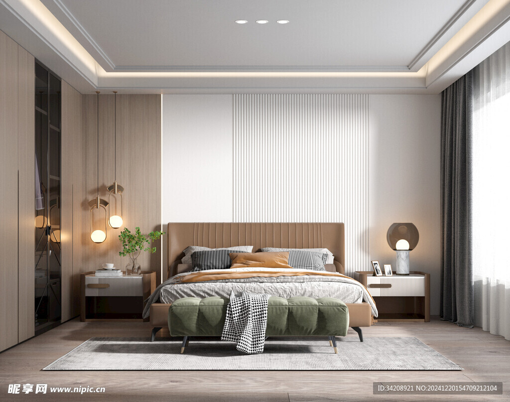 柜子硬装设计装修饰卧室软装现代