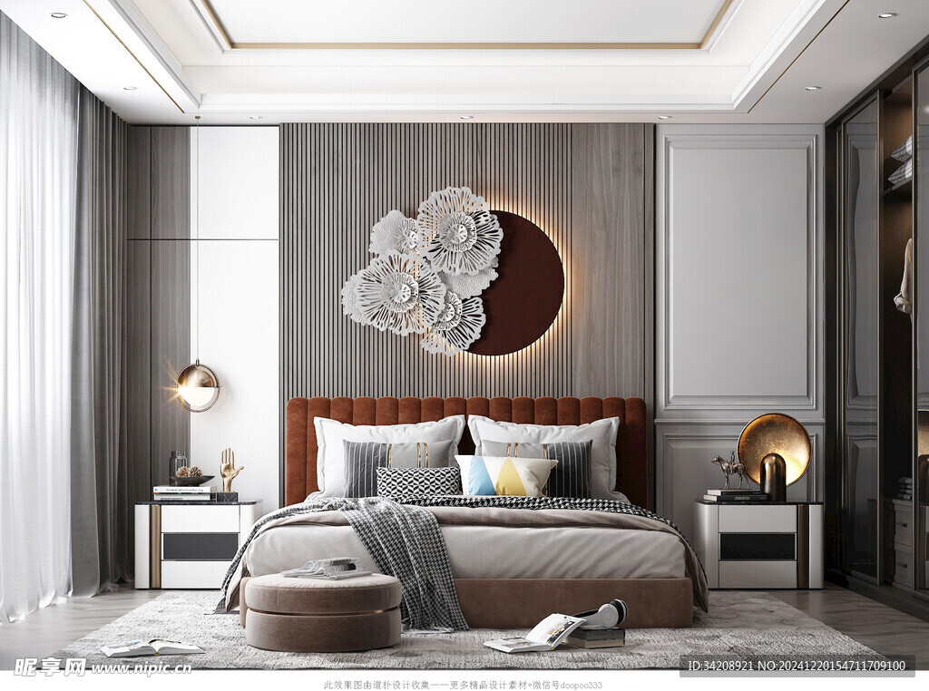 柜子硬装设计装修饰卧室软装现代