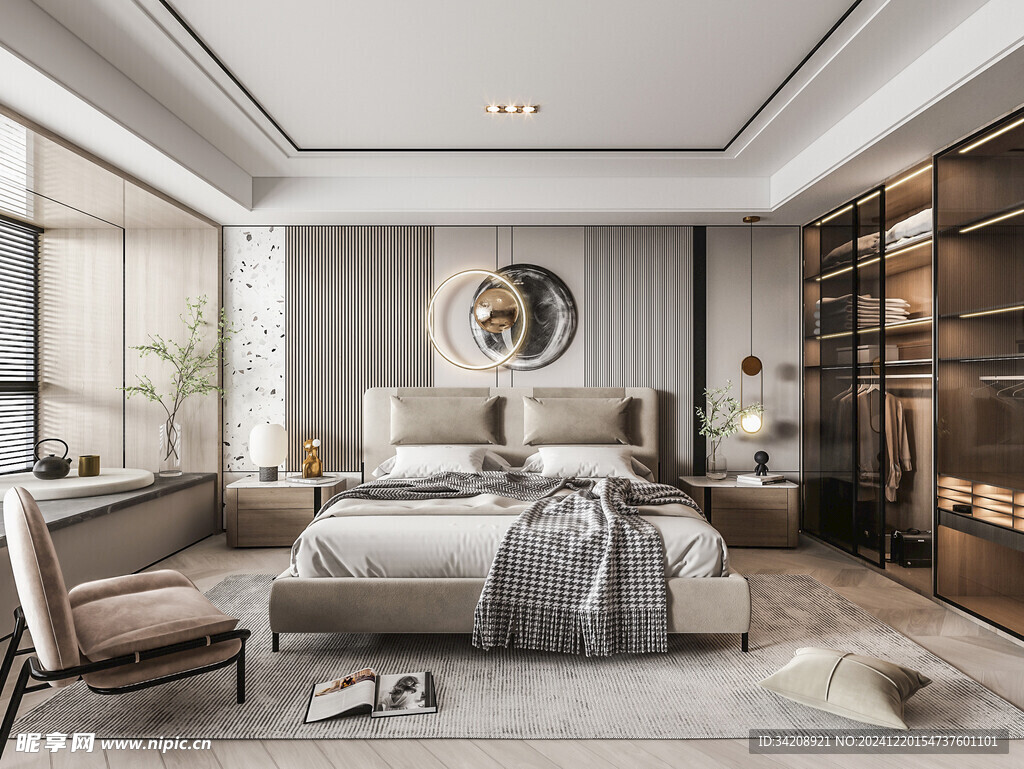 柜子硬装设计装修饰卧室软装现代