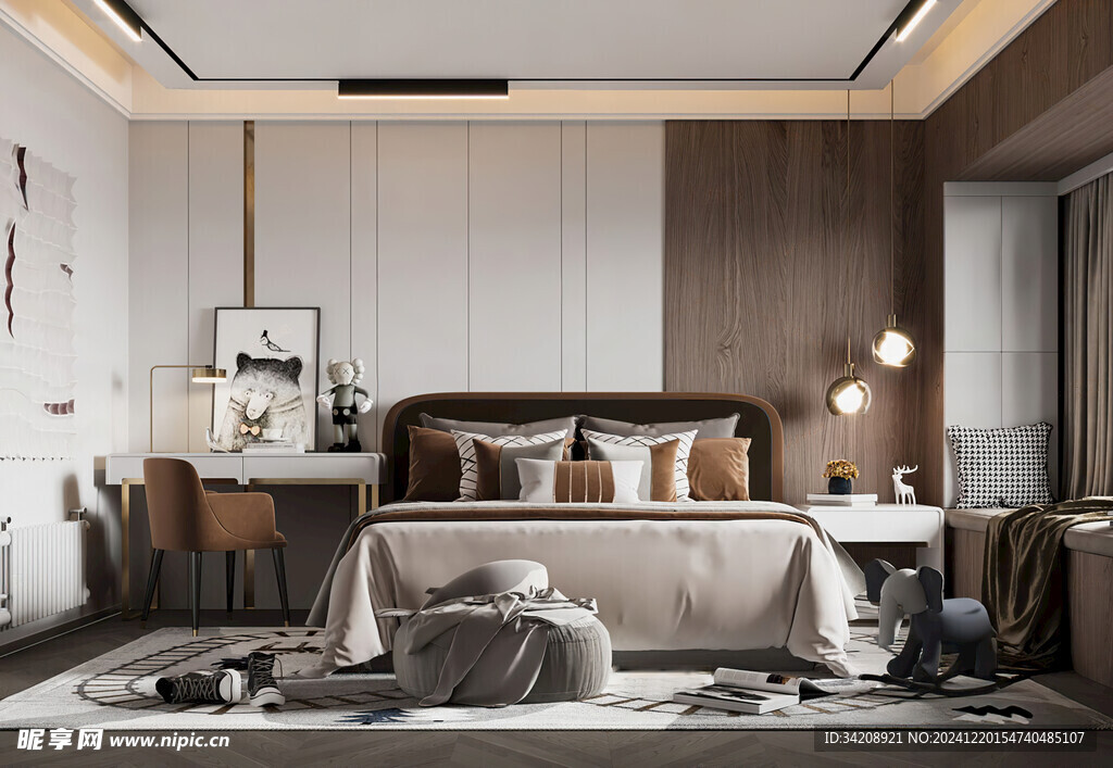 柜子硬装设计装修饰卧室软装现代