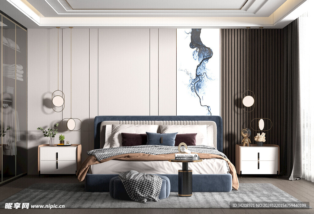 柜子硬装设计装修饰卧室软装现代