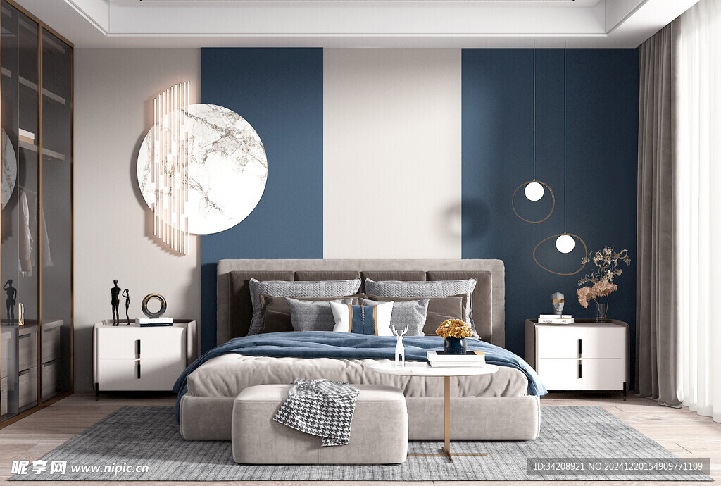 柜子硬装设计装修饰卧室软装现代