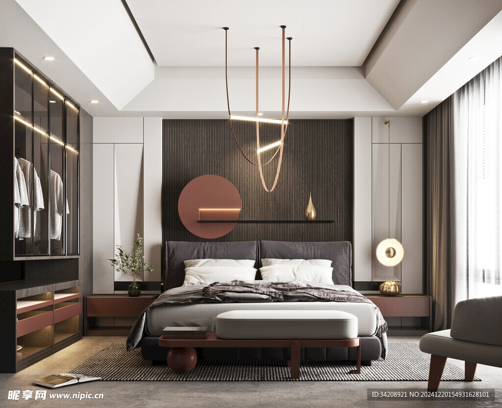 柜子硬装设计装修饰卧室软装现代