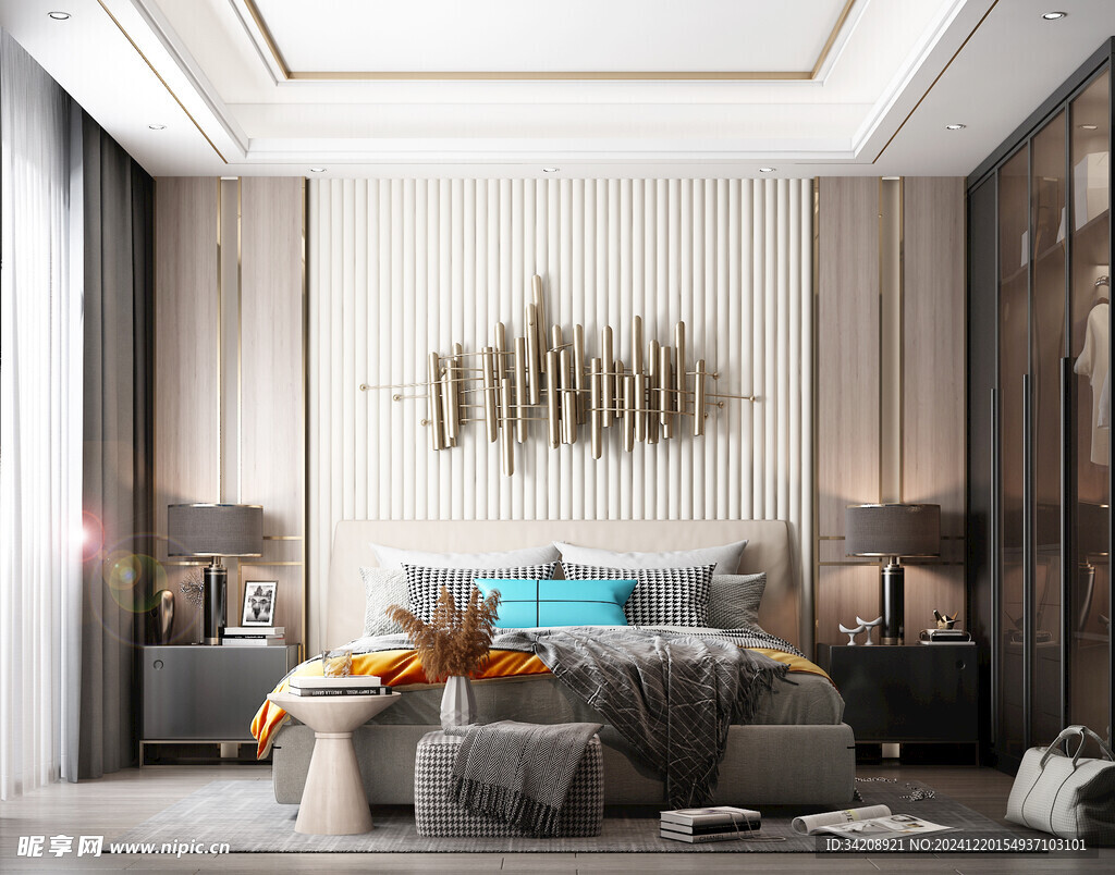 柜子硬装设计装修饰卧室软装现代