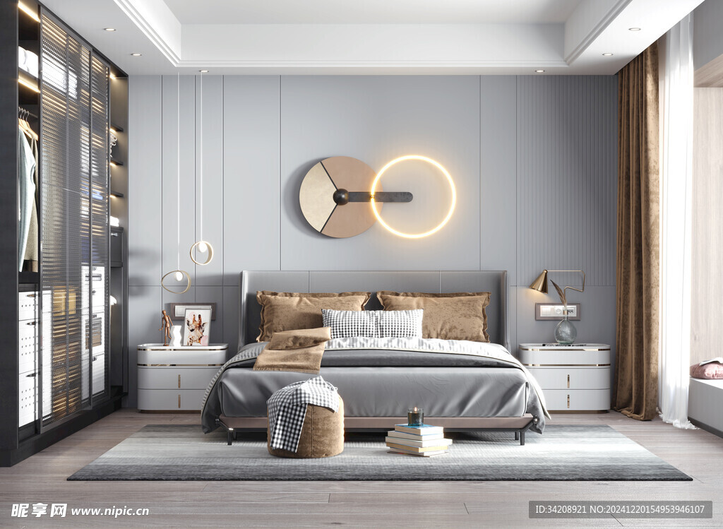 柜子硬装设计装修饰卧室软装现代