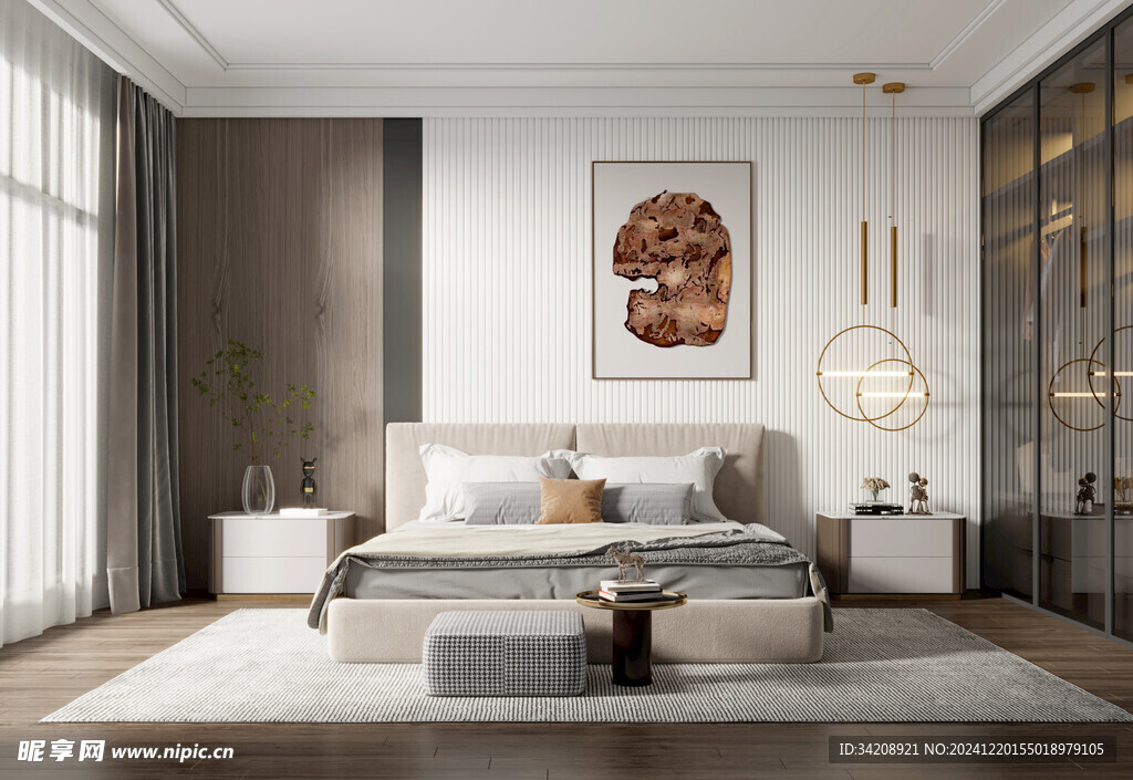 柜子硬装设计装修饰卧室软装现代