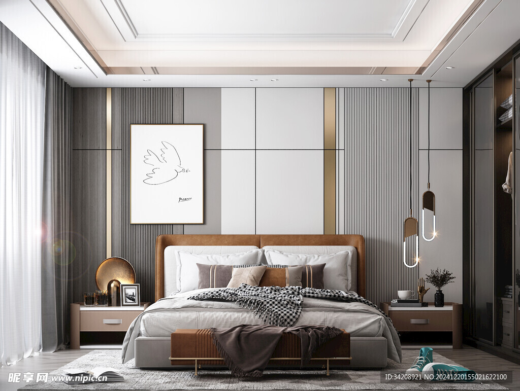 柜子硬装设计装修饰卧室软装现代