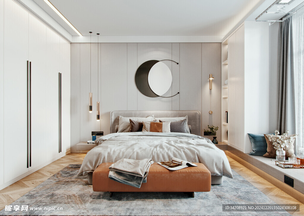 柜子硬装设计装修饰卧室软装现代