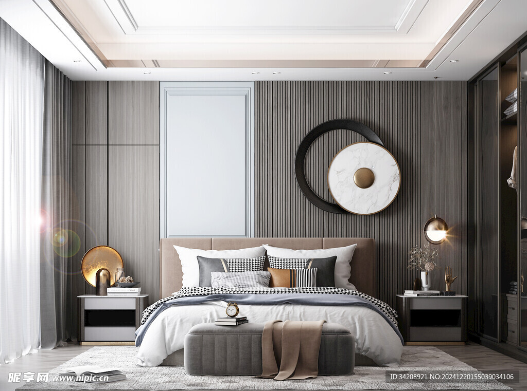 柜子硬装设计装修饰卧室软装现代