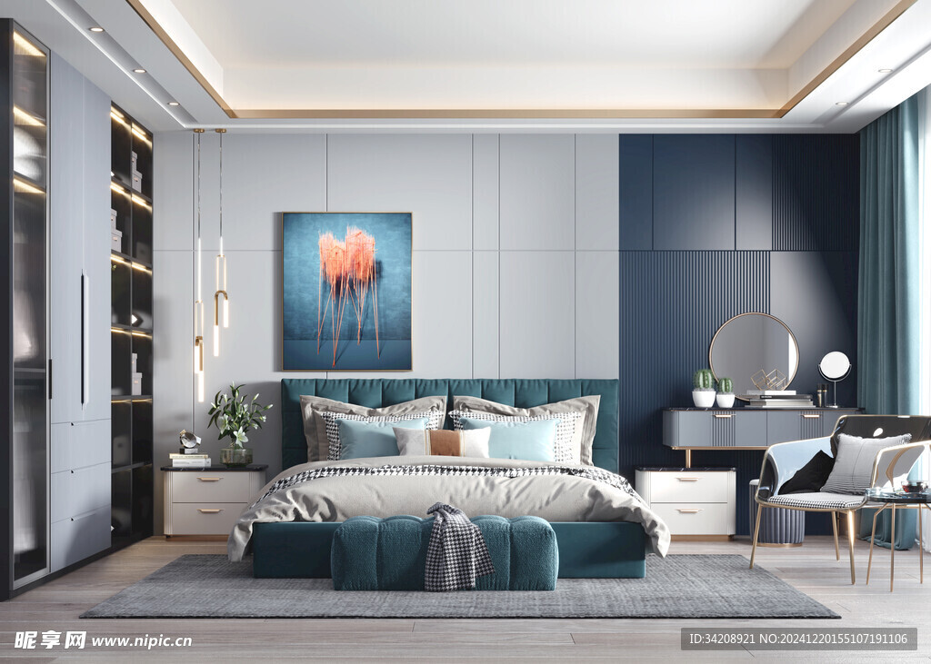 柜子硬装设计装修饰卧室软装现代