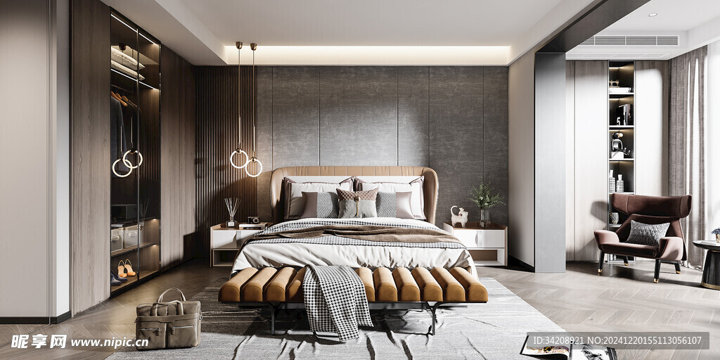 柜子硬装设计装修饰卧室软装现代