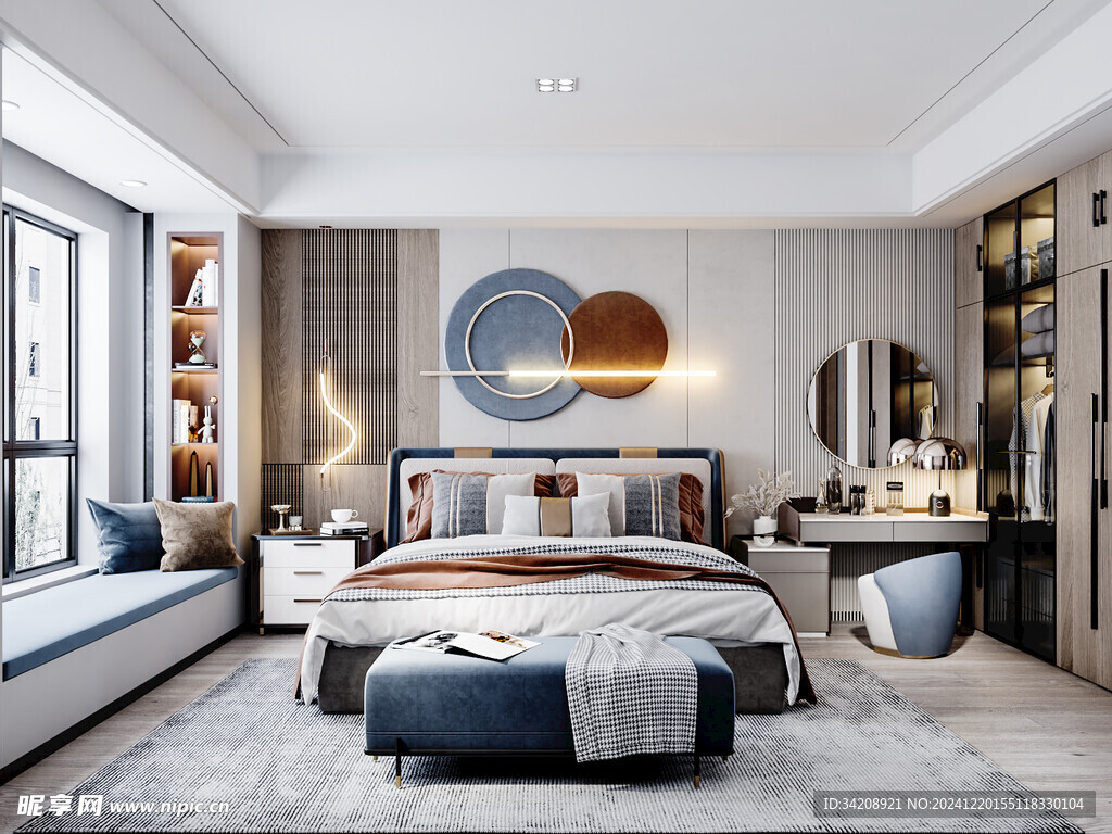 柜子硬装设计装修饰卧室软装现代