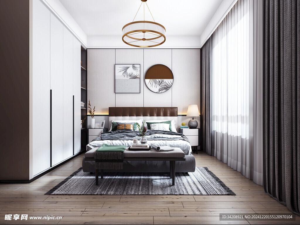 柜子硬装设计装修饰卧室软装现代