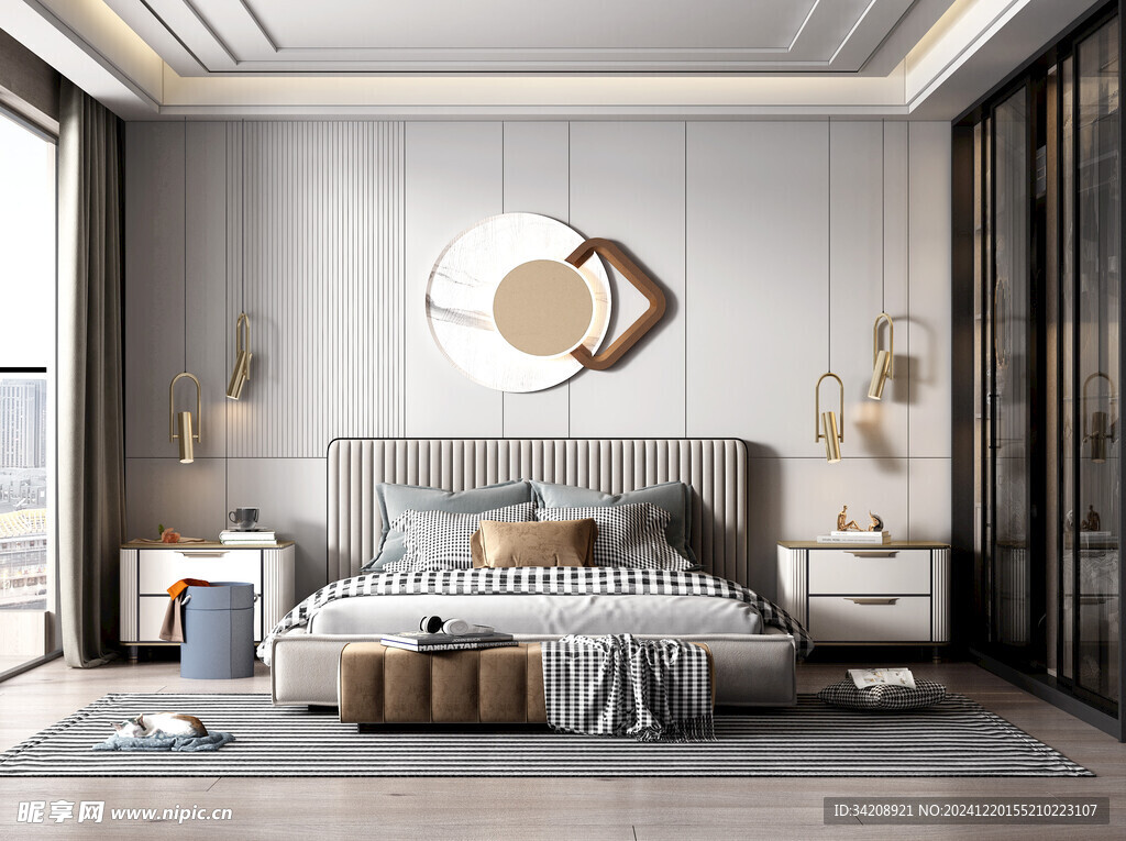 柜子硬装设计装修饰卧室软装现代