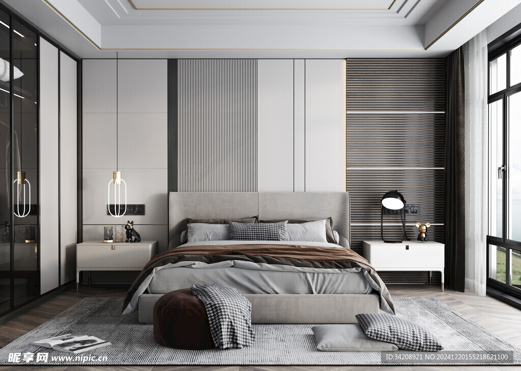 柜子硬装设计装修饰卧室软装现代