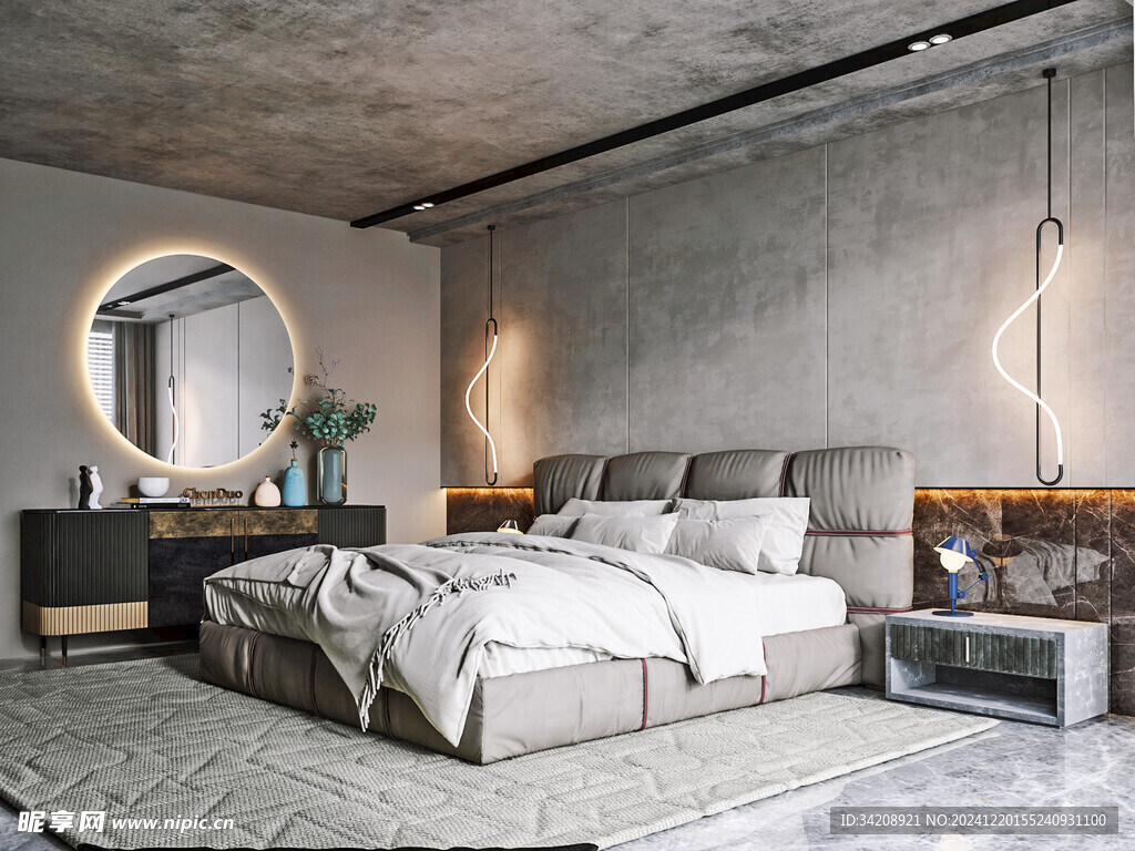 柜子硬装设计装修饰卧室软装现代