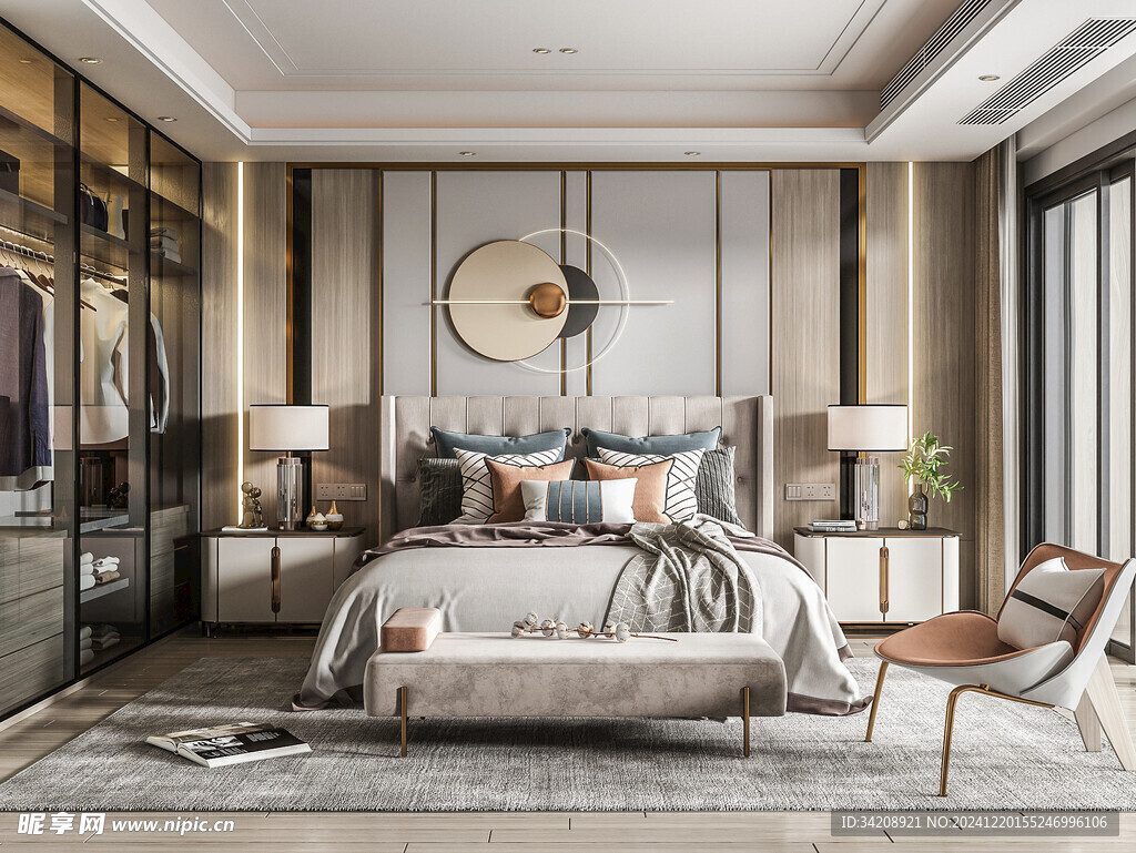 柜子硬装设计装修饰卧室软装现代