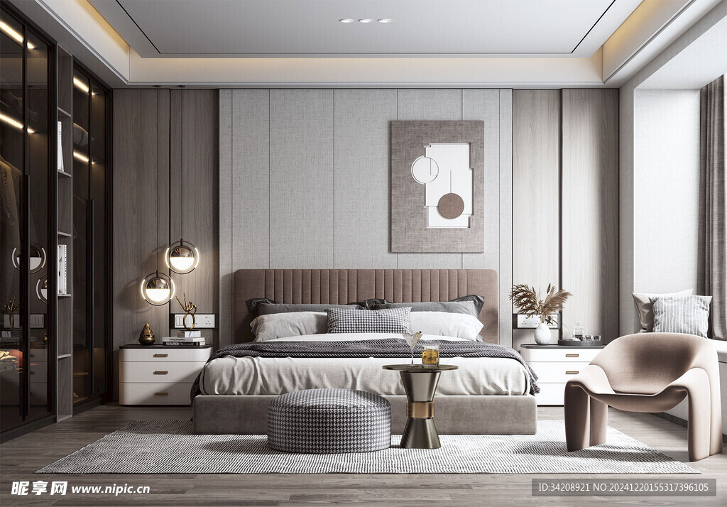 柜子硬装设计装修饰卧室软装现代