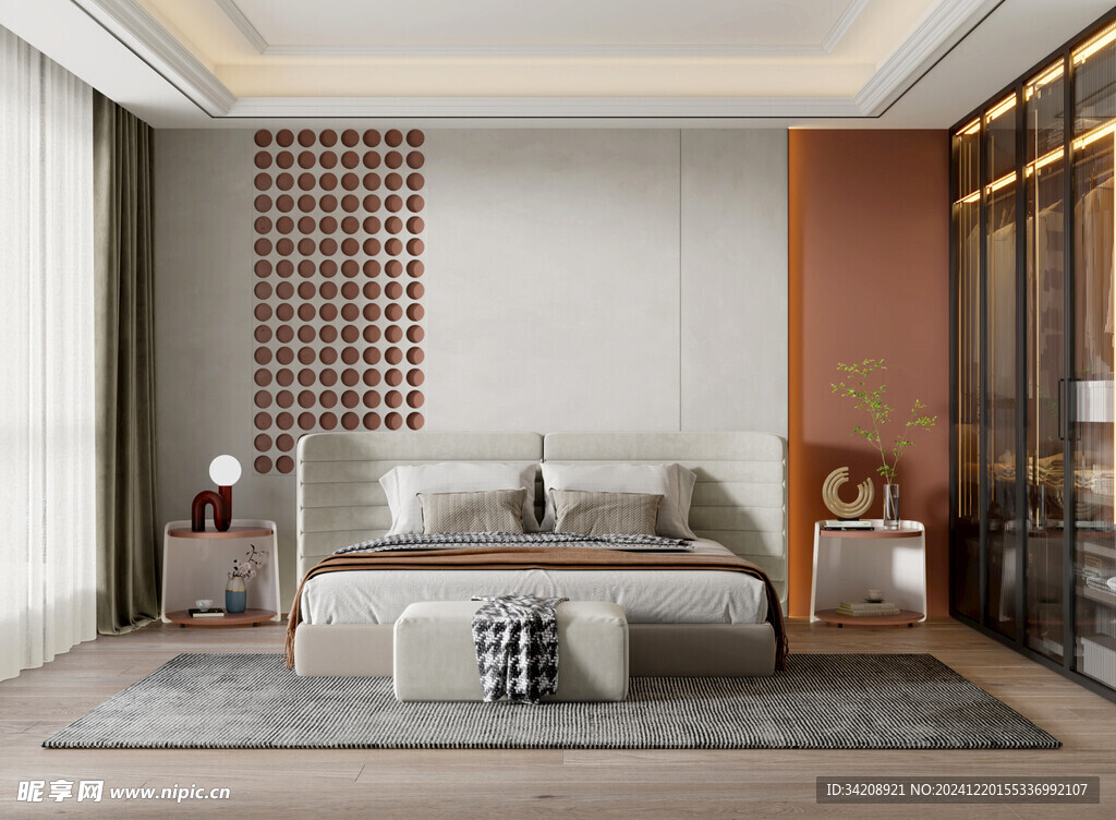 柜子硬装设计装修饰卧室软装现代