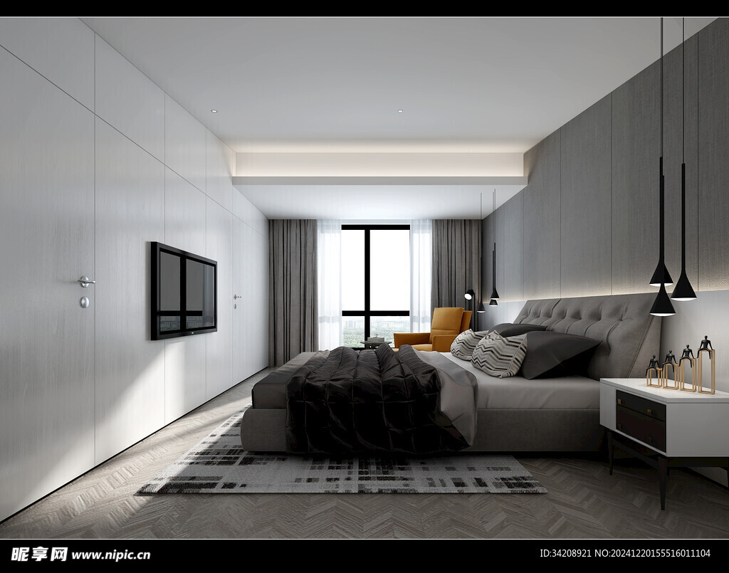 柜子硬装设计装修饰卧室软装现代