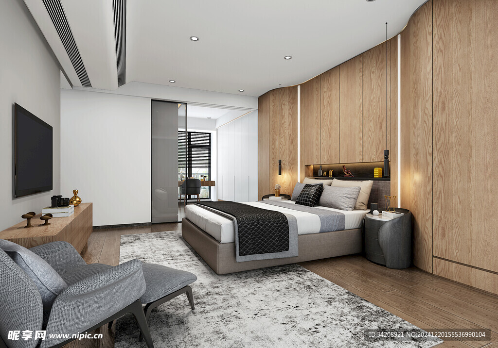 柜子硬装设计装修饰卧室软装现代