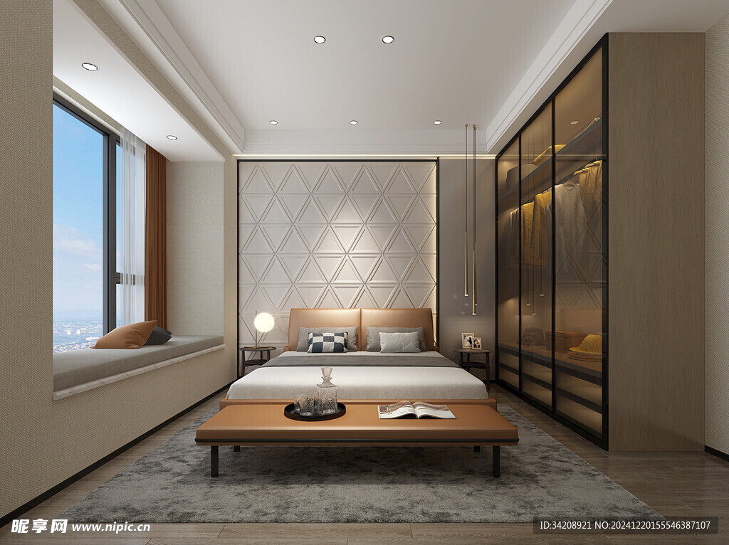 柜子硬装设计装修饰卧室软装现代