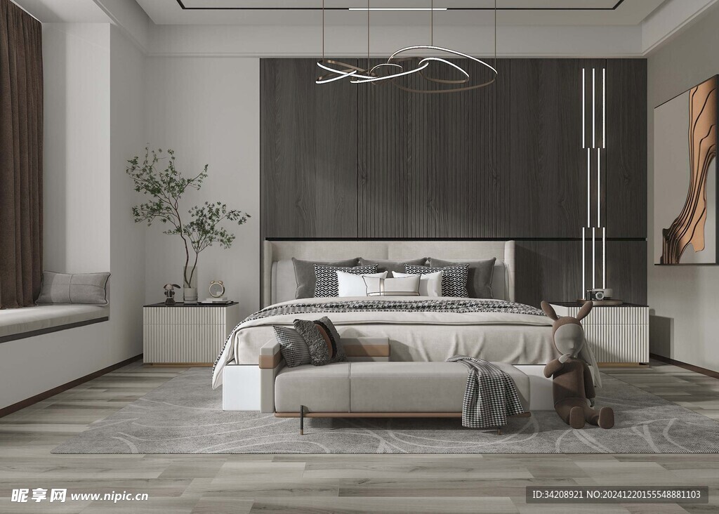 柜子硬装设计装修饰卧室软装现代