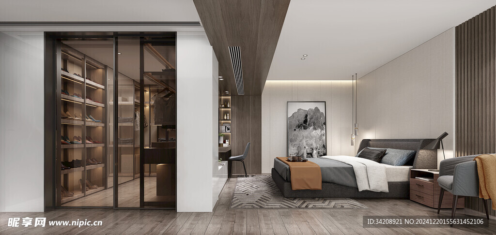 柜子硬装设计装修饰卧室软装现代