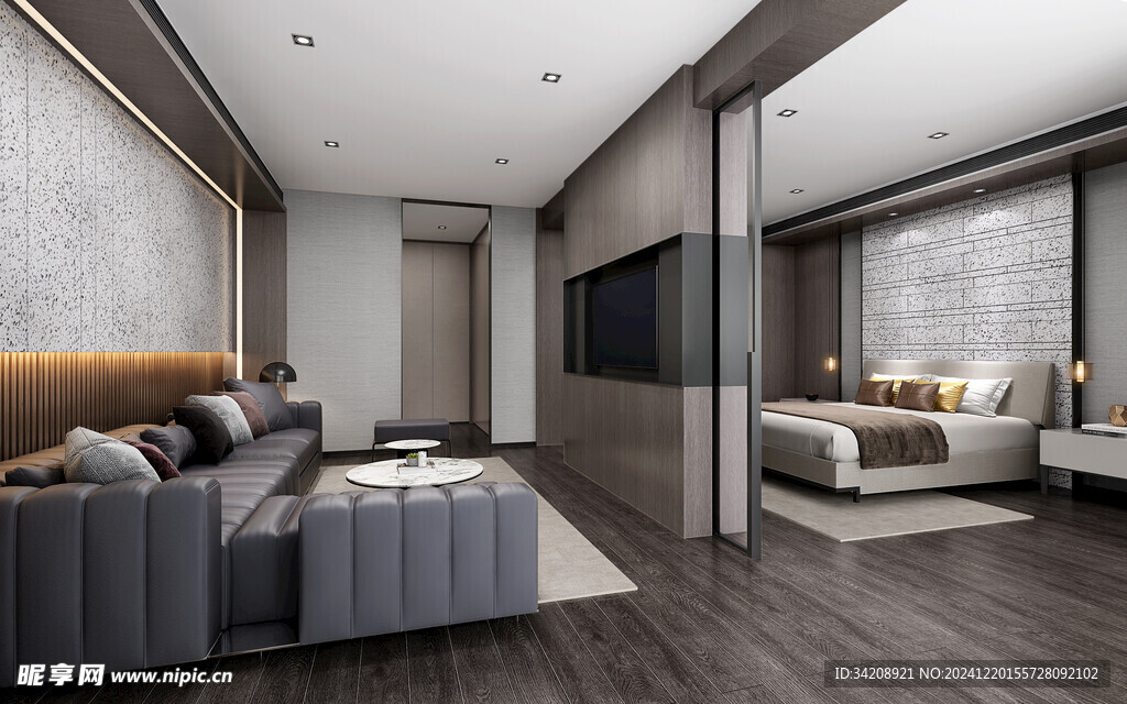 柜子全案设计装饰画卧室空间现代