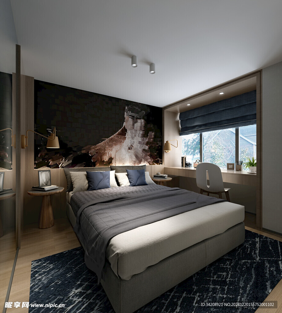 柜子全案设计卧室空间现代简约风