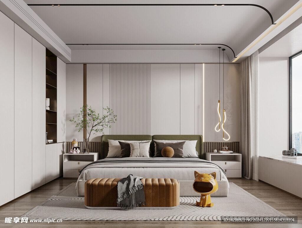 柜子全案设计卧室空间现代简约风