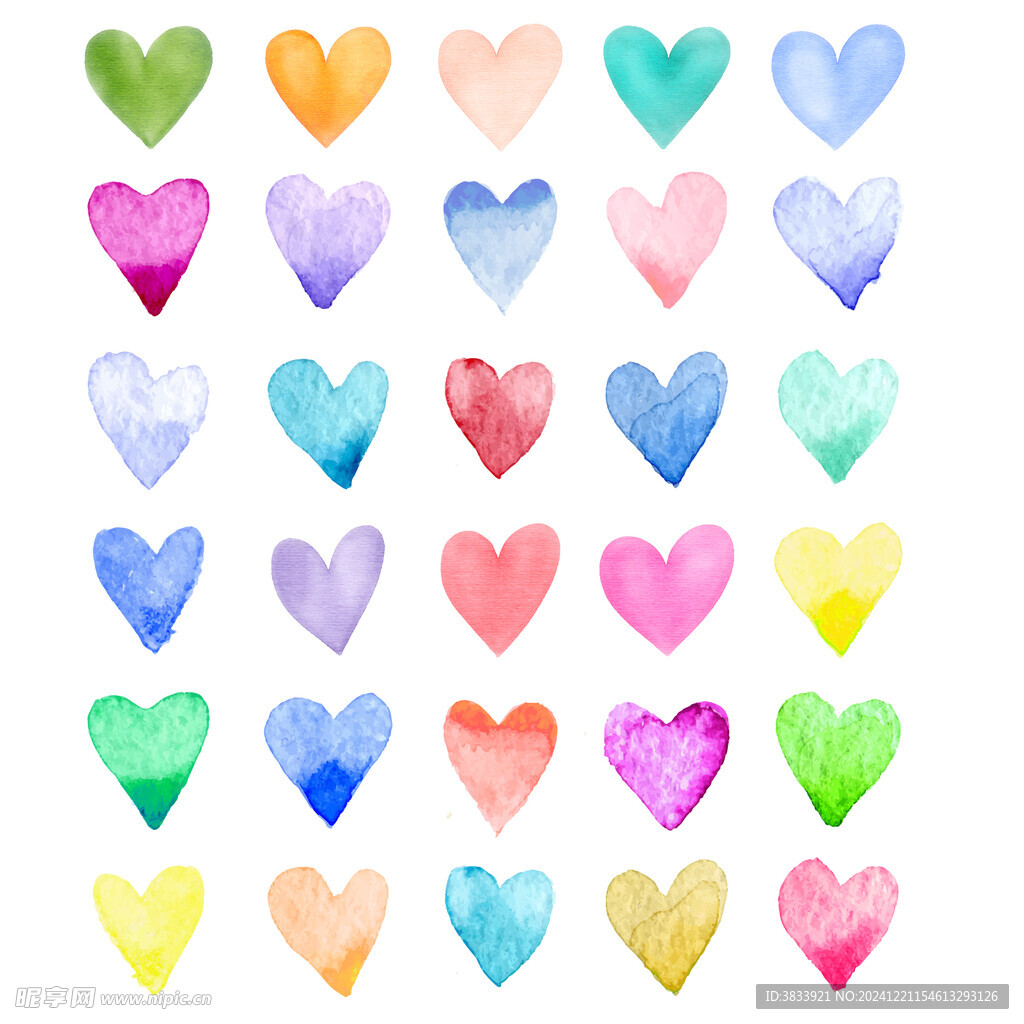 水彩爱心素材