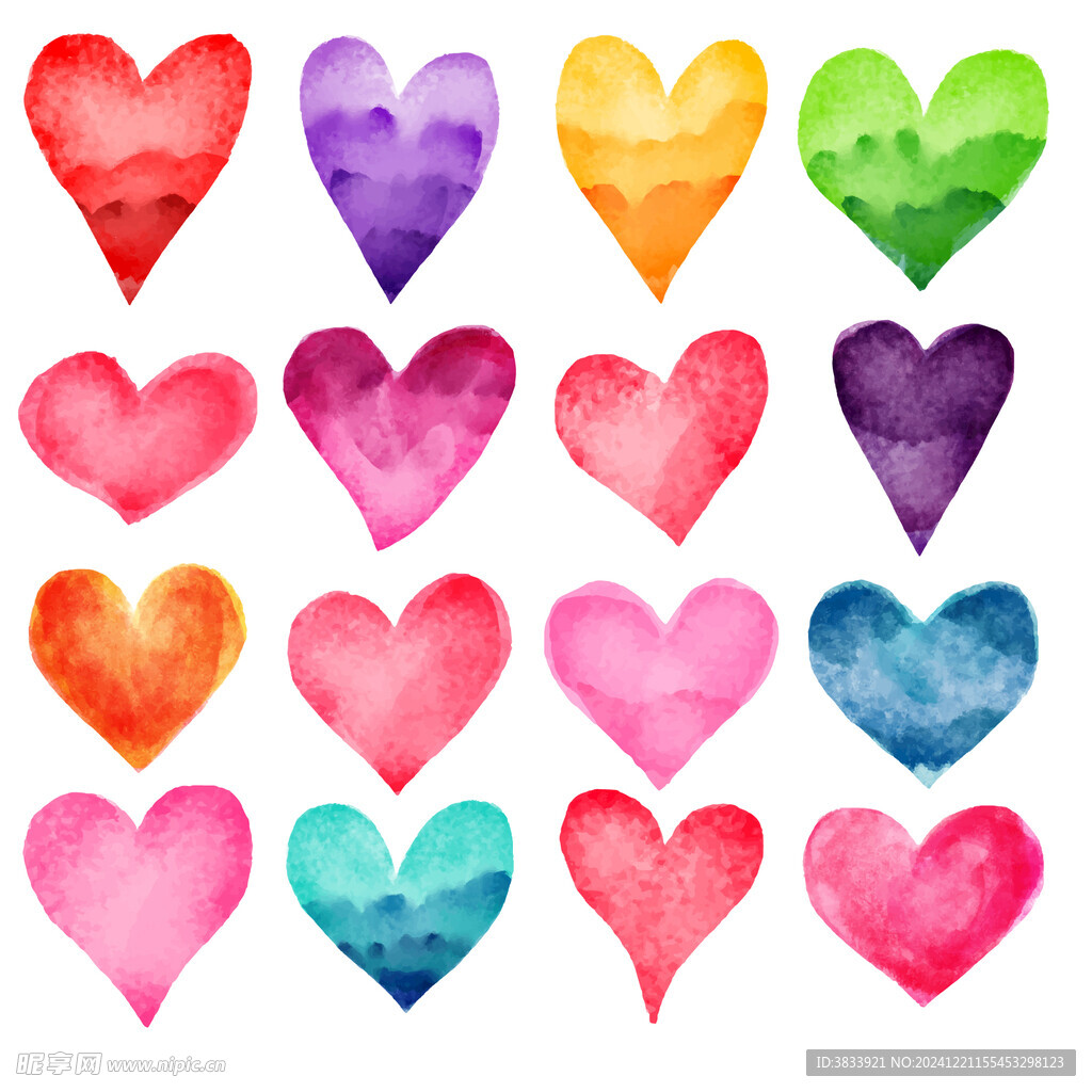 水彩爱心素材