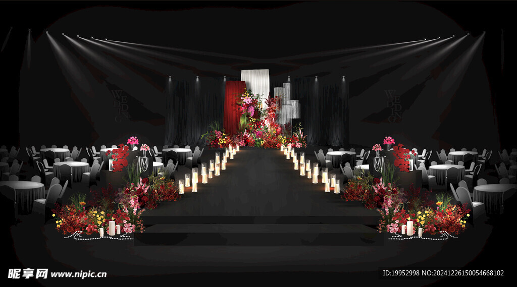 红色布幔婚庆布置