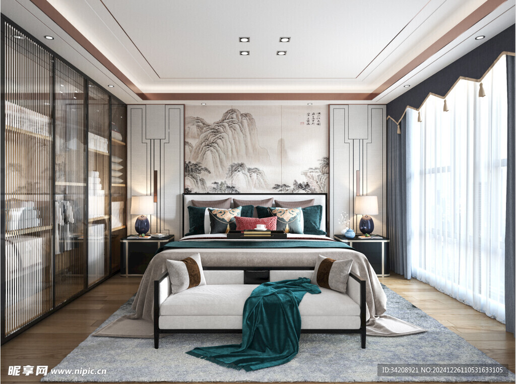 中复古式卧室空间极简现代简约风